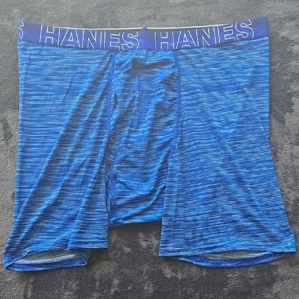 Hanes Blue Boxer Briefs with Elastic Waistband